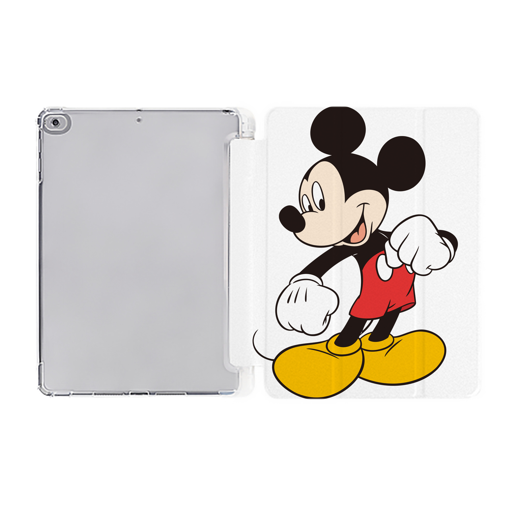 （画像用） ミッキーマウス Mickey Mouse IPad ケース ペン収納付き 三つ折りスタンド PUレザー×シリコン 対応機種9.5/10.5/10.9インチ